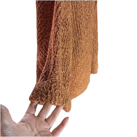 ILLA ILLA Cropped Oversized Knit Sweater, Golden Brown Cuffed 3/4 Sleeve Size L - Picture 2 of 12
